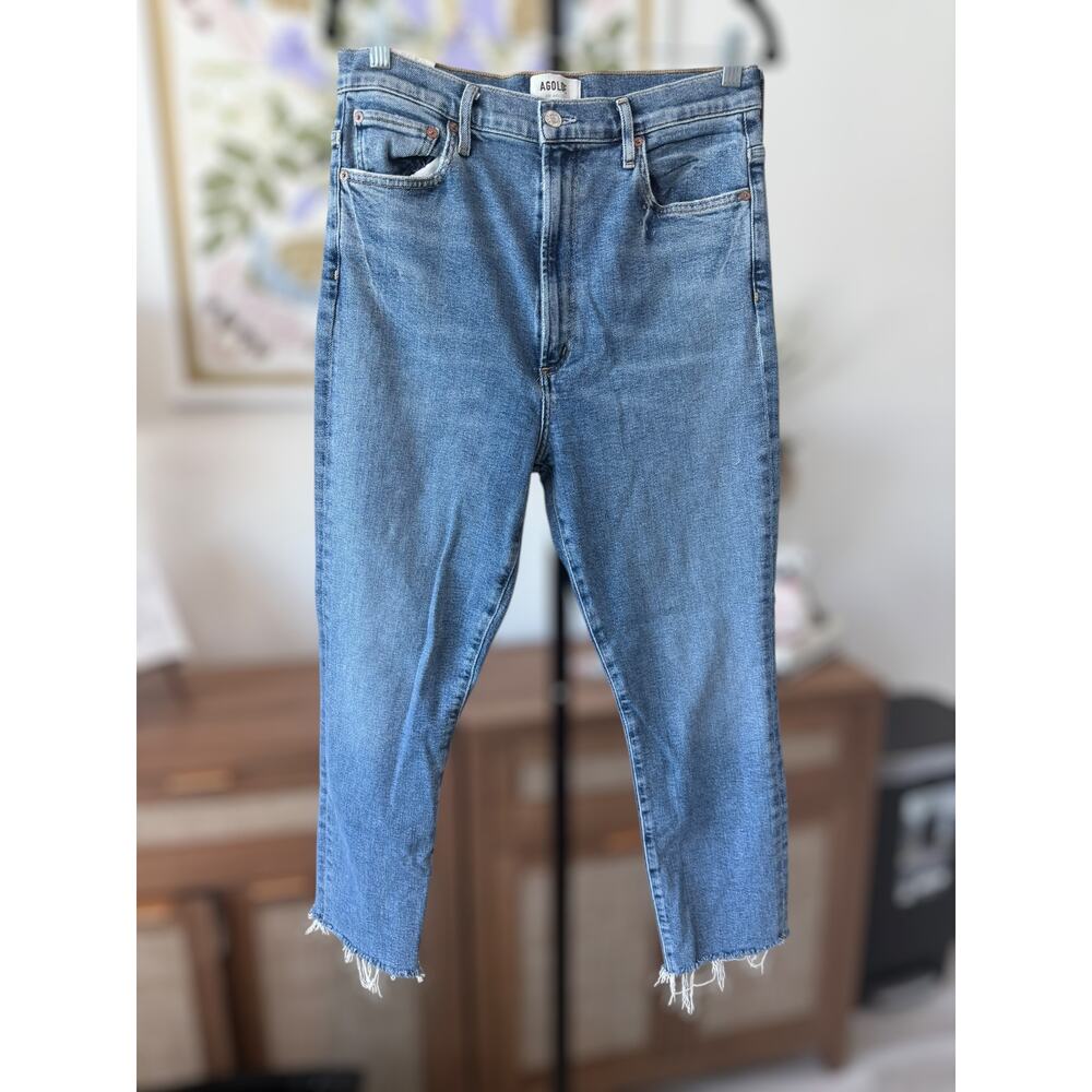 Agolde 90's Pinch Waist High Rise Straight Slim Jeans Medium Wash Womens Size 30